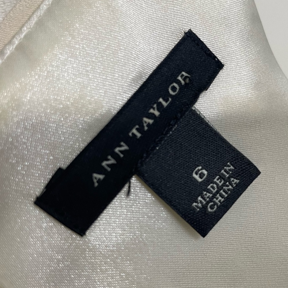 Ann Taylor Cream A-Line Mini Dress Scoop Neck - Picture 5 of 9